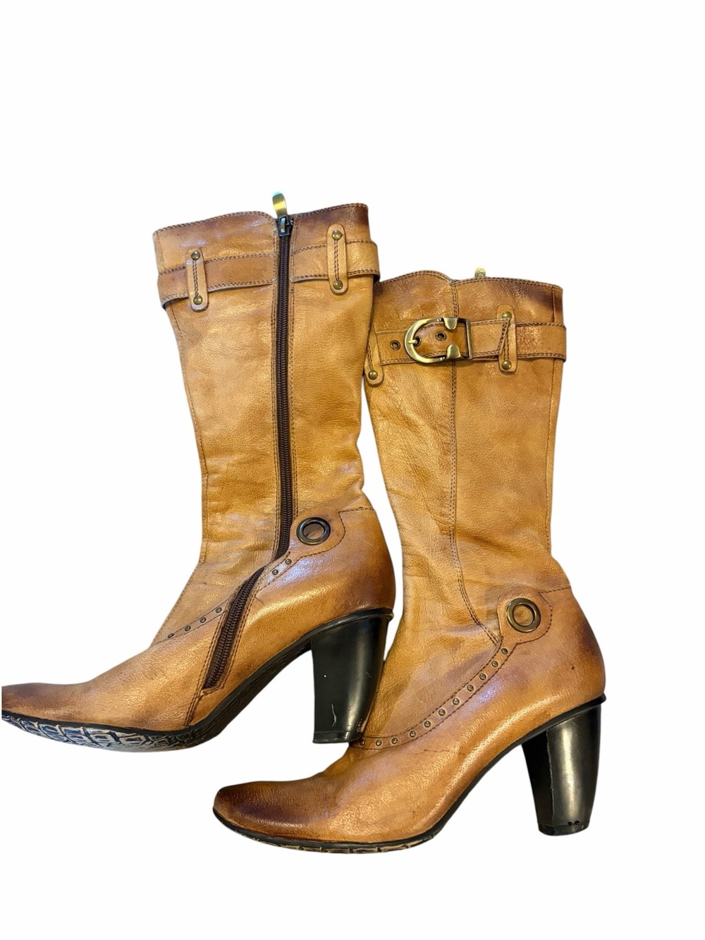 Veesy Vintage Tan Leather Boots Whitchycore Whimsigoth Fairycore - Picture 4 of 14